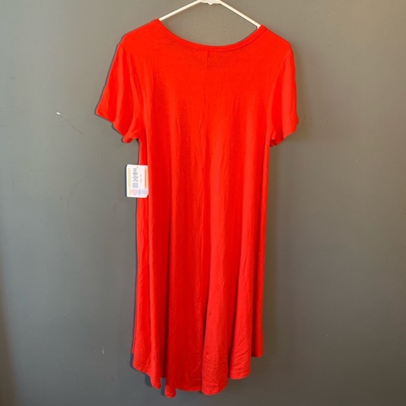 LulaRoe Carly Dress TShirt Swing High Low Red Pink - Picture 2 of 5